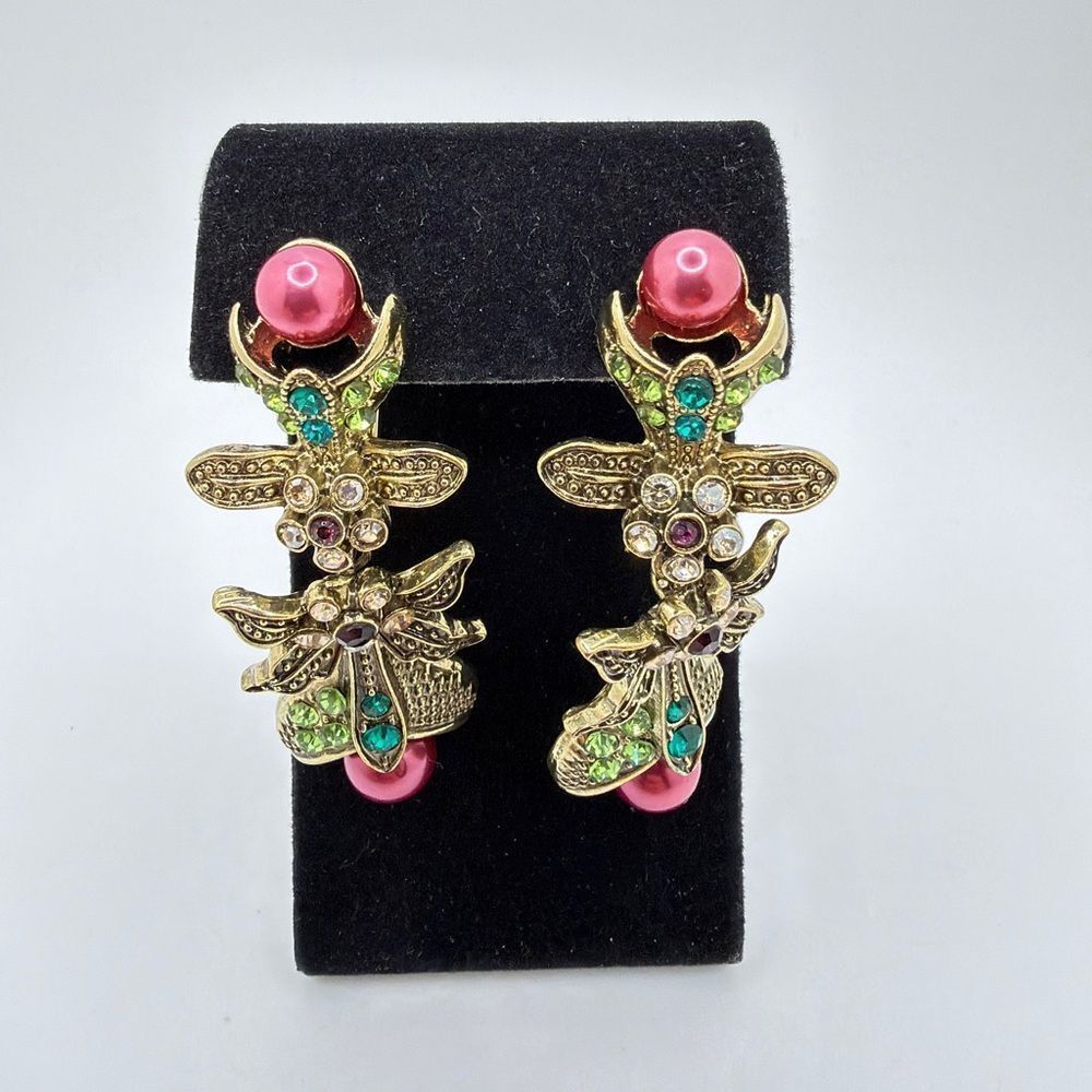 2.5" Heidi Daus "Delightful Dragonflies" dangle earrings‎ w/ omega backs!